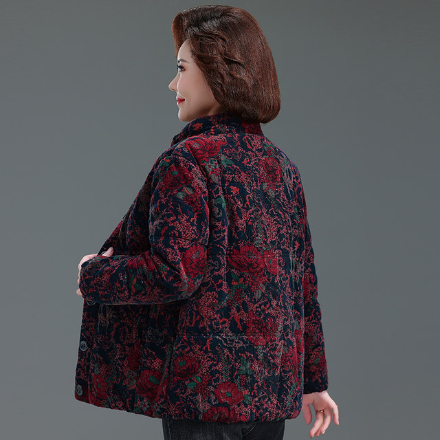 The elderly winter cotton thick cotton thick cotton jacket old lady jacket grandma's winter cotton jacket mother dress short clothes
