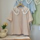Spring and summer embroidered lace doll collar short-sleeved shirt for women Risen series loose age-reducing slimming college style versatile shirt

