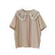 Spring and summer embroidered lace doll collar short-sleeved shirt for women Risen series loose age-reducing slimming college style versatile shirt
