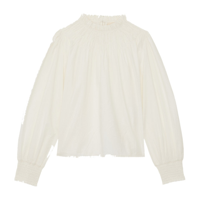 Domestic spot Petite Mendigote French turtleblap bubble sleeve wood ear ear long -sleeved top Tissam

