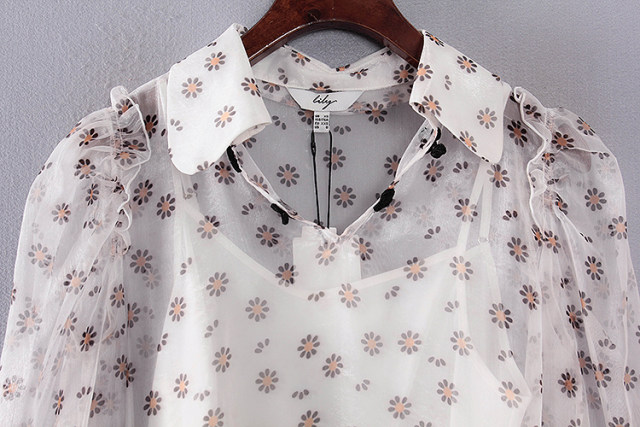 Li series new summer business women's clothing stock discount floral two-piece woven pullover S2504