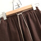 
Poetry 2025 summer new fashionable and versatile elastic waist strap red brown mid-length A-line skirt for women