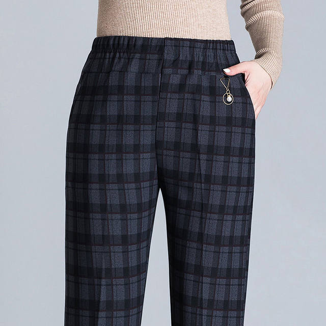 Plus size plus size middle-aged and elderly women's pants plus size mom pants high waist granny pants plus velvet thickened trousers spring and autumn pants