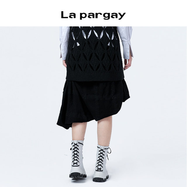 Napajia Asymmetrical mid-length skirt 2025 Spring New Women's Black Versatile Casual Skirt