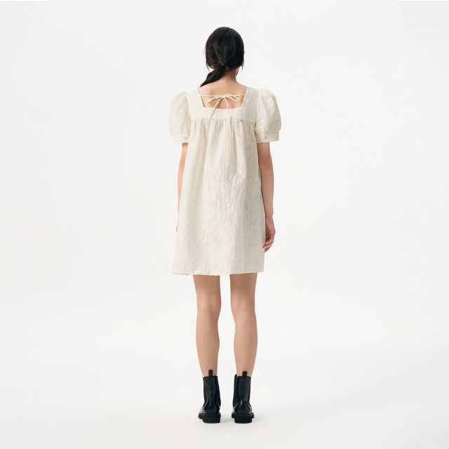 
The same style light people puff sleeve dress for women in the shopping mall, women's summer loose temperament square collar short-sleeved skirt BDR2LD1071