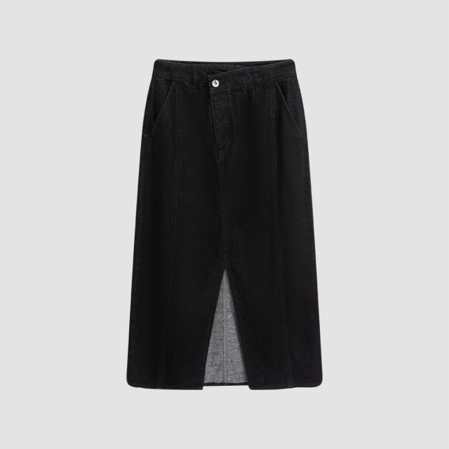 Denim skirt with women's shopping mall same style irregular slit winter mid-length skirt BDQ4BD1187
