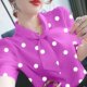 Puff sleeve chiffon shirt for women 2024 summer new loose slim polka dot large size bow short-sleeved top