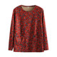 Adding fat and large size printed long-sleeved base shirt spring and autumn clothes new loose meat covering old lady top mother T-shirt