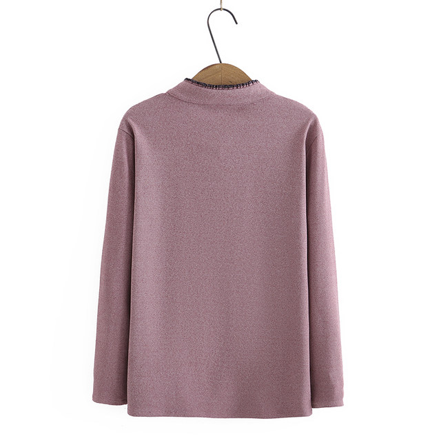 Autumn and winter base shirt large size women's long-sleeved German velvet T-shirt middle-aged and elderly mothers covering their belly versatile T-shirt for women