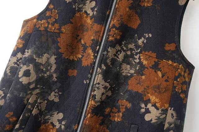 
Spring and Autumn Printed Vest and Fat Plus Large Size Middle-aged and Elderly Fashionable Mothers Wear Loose Ethnic Style Horse Clip Jacket