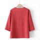 Three-quarter sleeve embroidered small shirt plus size women's clothing for middle-aged and elderly mothers summer clothing ethnic style foreign style mother-in-law cotton and linen T-shirt t