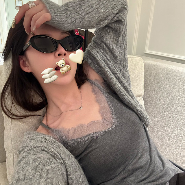 Superniniyy 16-pin adjustable shoulder strap handmade lace suspender vest
