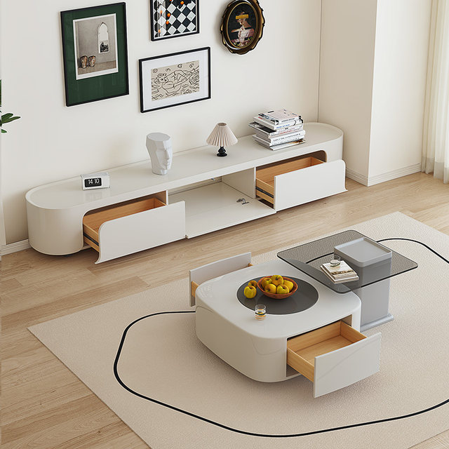 Modern simple living room and small apartment creative square coffee ...
