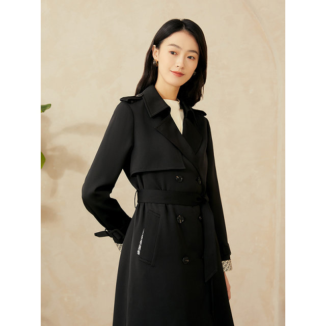 Yiner Yin'er special selection 2025 spring new elegant contrasting color logo printed trench coat rebuts on a thin jacket