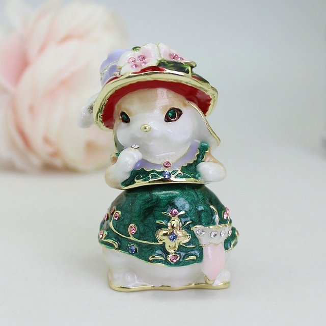 
Light luxury enamel Eagle Rabbit Couple Rabbit Creative Decoration Desktop Ornament Jewelry Box Wedding Gift Gift for Girlfriend
