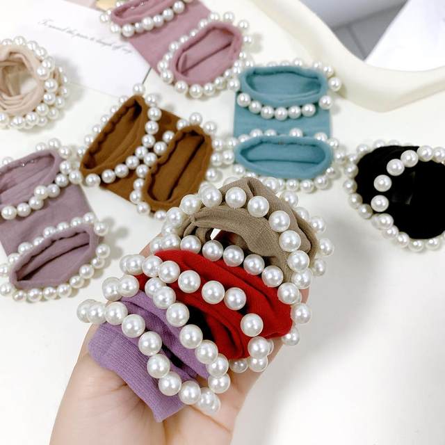 Facial mask beads hair circle trendy internet celebrity head rope new high-end rubber band women's head tie high ponytail hair rope headwear