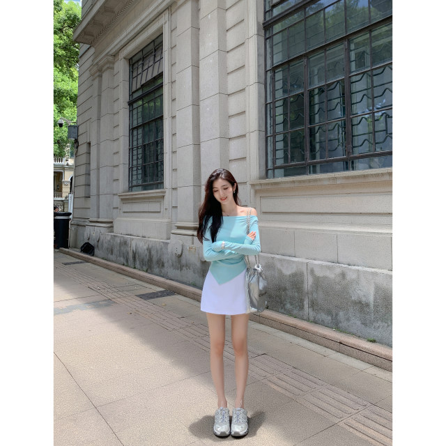 MULVAN gray skirt for women new high-waisted hip A-line skirt versatile anti-exposure skirt pants