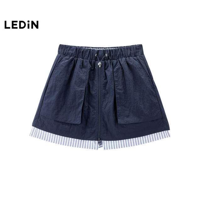 Lecho Vibrant Contrast Color A-line Short Skirt Summer Workwear Large Pocket Skirt C2GEF2315
