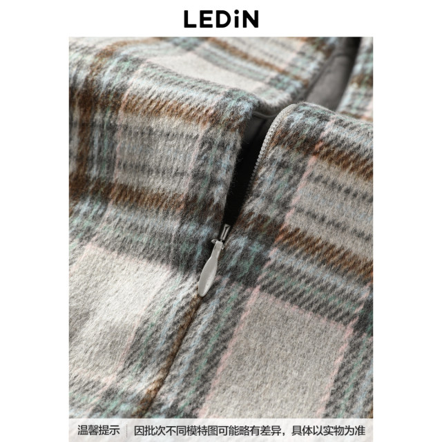 Law Town irregular plaid skirt stitching buckle and thin A -line skirt C1Gee4428
