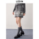 Lecho jacquard knitted skirt for autumn new style Academy Grey waist drawstring A-line skirt
