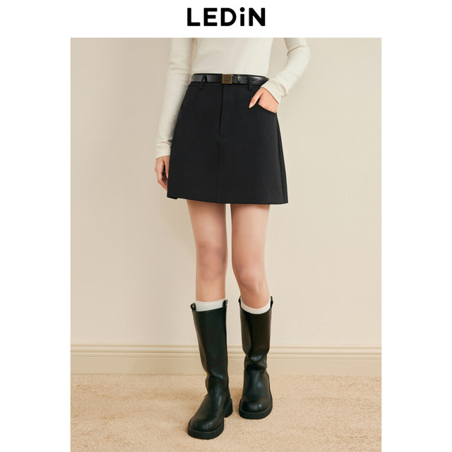 Lecho Korean college style skirt winter new A-line short skirt Gray basic gray skirt