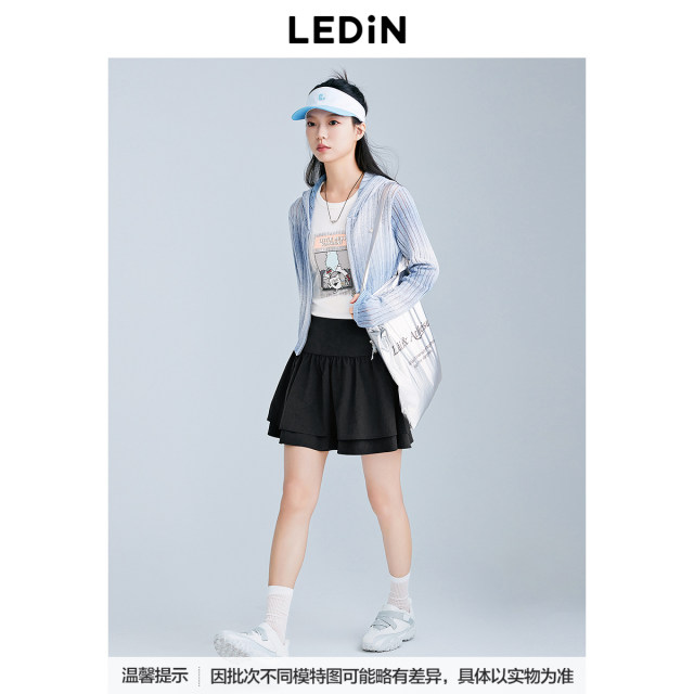 Lecho irregular double-layer short skirt summer new black skirt C2GEF2150
