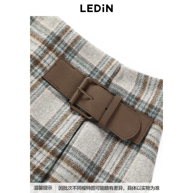 Law Town irregular plaid skirt stitching buckle and thin A -line skirt C1Gee4428
