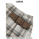 Law Town irregular plaid skirt stitching buckle and thin A -line skirt C1Gee4428
