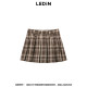 Lecho design pleated short skirt in autumn new checked skirt C2GEE3511

