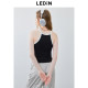 Lecho suspender vest in summer new black and white contrasting three-dimensional letter functional style slim fit top
