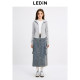 Lechang Gongguang denim skirt autumn new irregular pocket pockets A long skirt retro water washing skirt