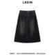 Lecho Contrast Color Pressed Line Straight Denim Long Skirt Spring New Gray Skirt C2HFF1311*
