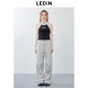 Lecho suspender vest in summer new black and white contrasting three-dimensional letter functional style slim fit top

