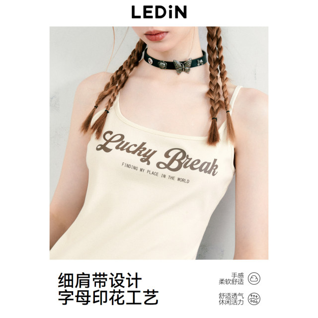 Lecheng sweet and spicy wasteland style letter slim suspender vest for women in summer new style slim outside and inside base top