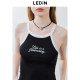 Lecho suspender vest in summer new black and white contrasting three-dimensional letter functional style slim fit top

