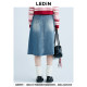 Lecho Elastic Waist Washed Cowboy Long Skirt 25 Spring New Umbrella Skirt C1HFF1215*
