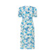 SUNCOO Summer Women's Fresh Printed V-neck Short Sleeve Waist-Close Long Dress Yintai