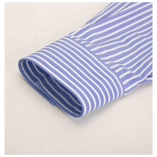 MSGM Spring New Blue White Cotton Striped Letter Embroidery Women's Mid-Length Shirt Yintai Department Store