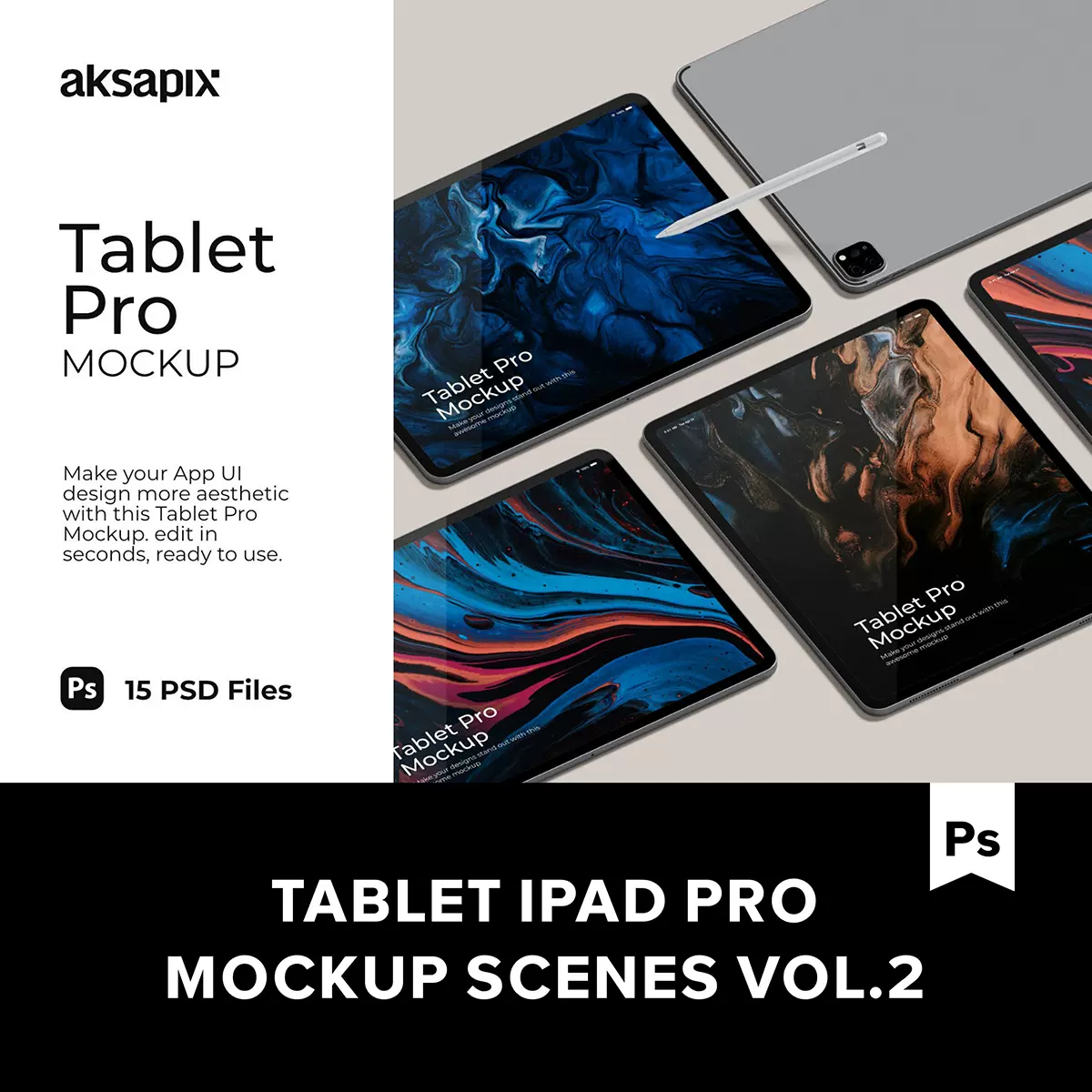 18款苹果ipad Pro平板电脑ui界面设计ps贴图样机素材 M