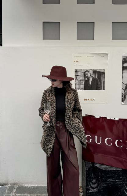 Leopard print suit jacket for women in autumn new Korean style loose and versatile long-sleeved casual suit jacket
