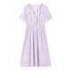 Qiushui Yiren Fashionable and versatile short-sleeved dress 2025 summer new women's French V-neck floral midi skirt