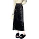 Gold velvet skirt for women, autumn and winter thickened velvet, retro slim hip skirt, mid-length back slit one-step skirt