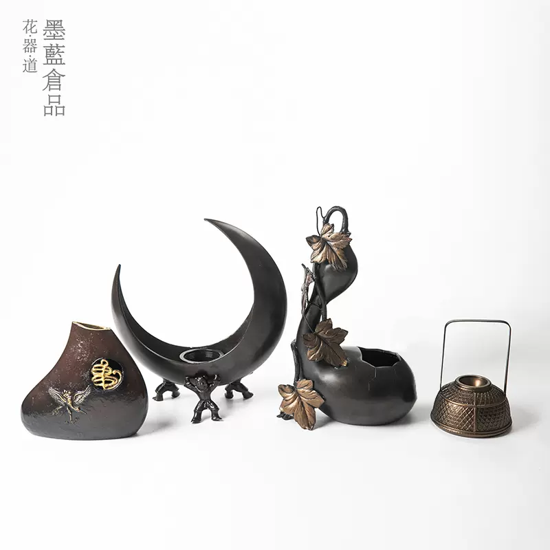 全新名家手作日本高岡銅器擺件裝飾藝術品收藏日式插花器皿