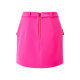 Shenzhen 2023 autumn and winter new women's clothing rose red metal buckle tie A-swing high-waist skirt zipper commuting