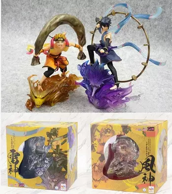 火影忍者疾风传gem 雷神佐助九尾 风神涡旋鸣人手办