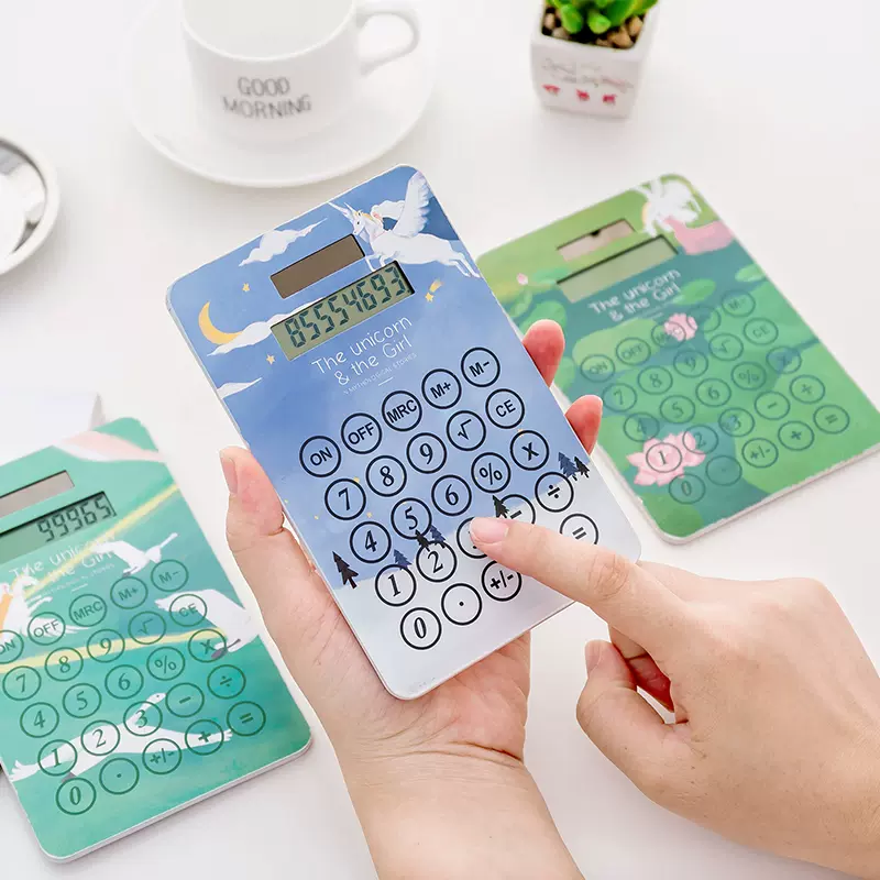 创意纸板太阳能8位算数办公便携小计算机卡通学生学习用品计算器