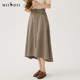 Answer to the A-line skirt for autumn new product elegant commuter style high-waist long skirt with belt 243MB1205
