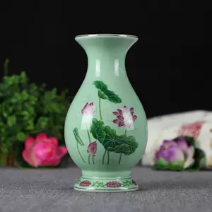 秀】r68kf59r 緑釉 耳付花瓶 ・華道具・ 検索) 花活 花入 花器 中国