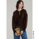 KOKIA spot lightweight and transparent floral yarn classic lamb leg sleeve lotus leaf V-neck loose oversized pullover shirt
