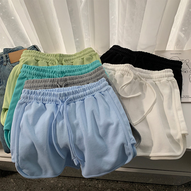 White gray sports shorts for women in summer loose wide-leg pants thin solid color high waist casual home a-line hot pants